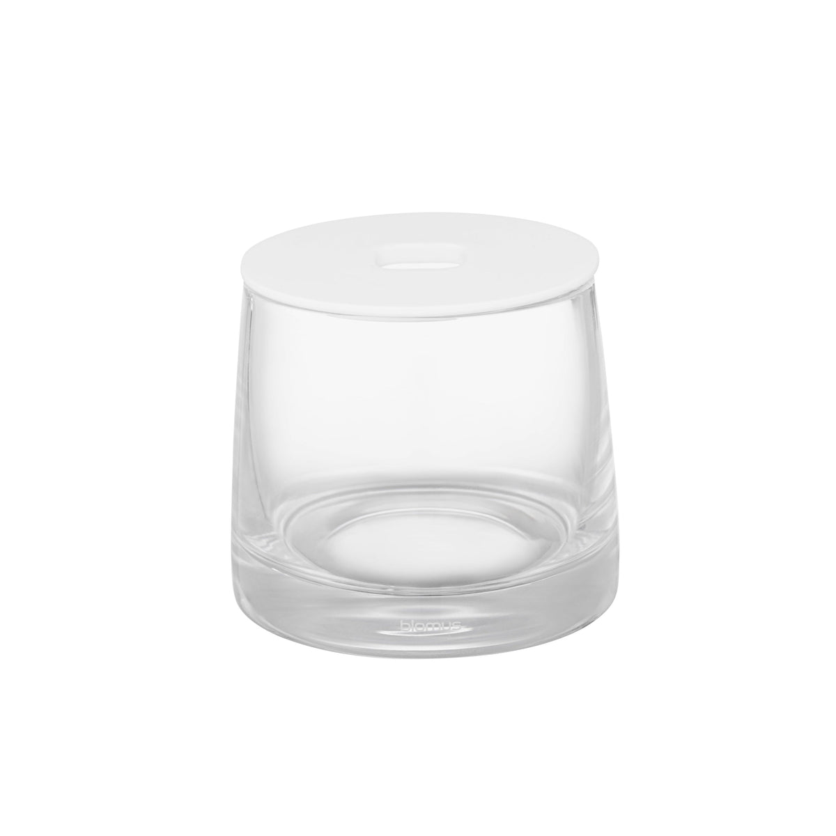 Blomus Ava Glass Canister for Bathroom Vanity Countertop - Organizer for Cotton Swabs, Makeup & Accessories - Spa Inspired - White