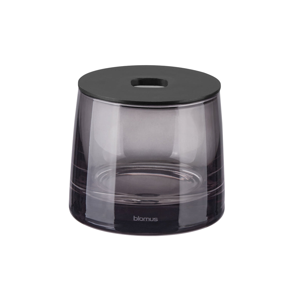 Blomus Ava Glass Canister for Bathroom Vanity Countertop - Organizer for Cotton Swabs, Makeup & Accessories - Spa Inspired - Black