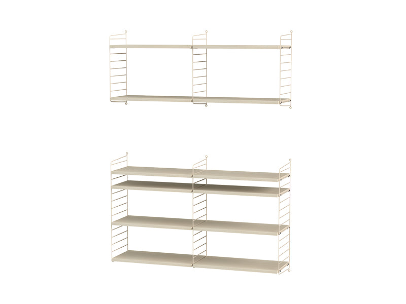 String Furniture Living Room Bundle L N in Ash shelves and beige panels