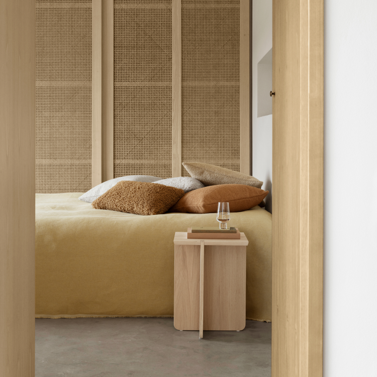 Blomus Engawa Minimalist Oak Side Table Featuring Japanese Inspired Interlocking Base Panel