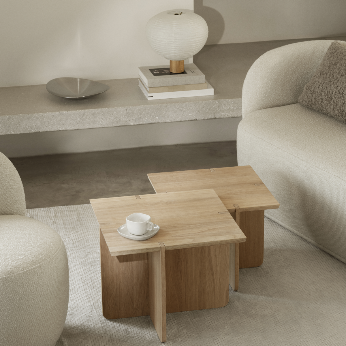 Blomus Engawa Minimalist Oak Side Table Featuring Japanese Inspired Interlocking Base Panel