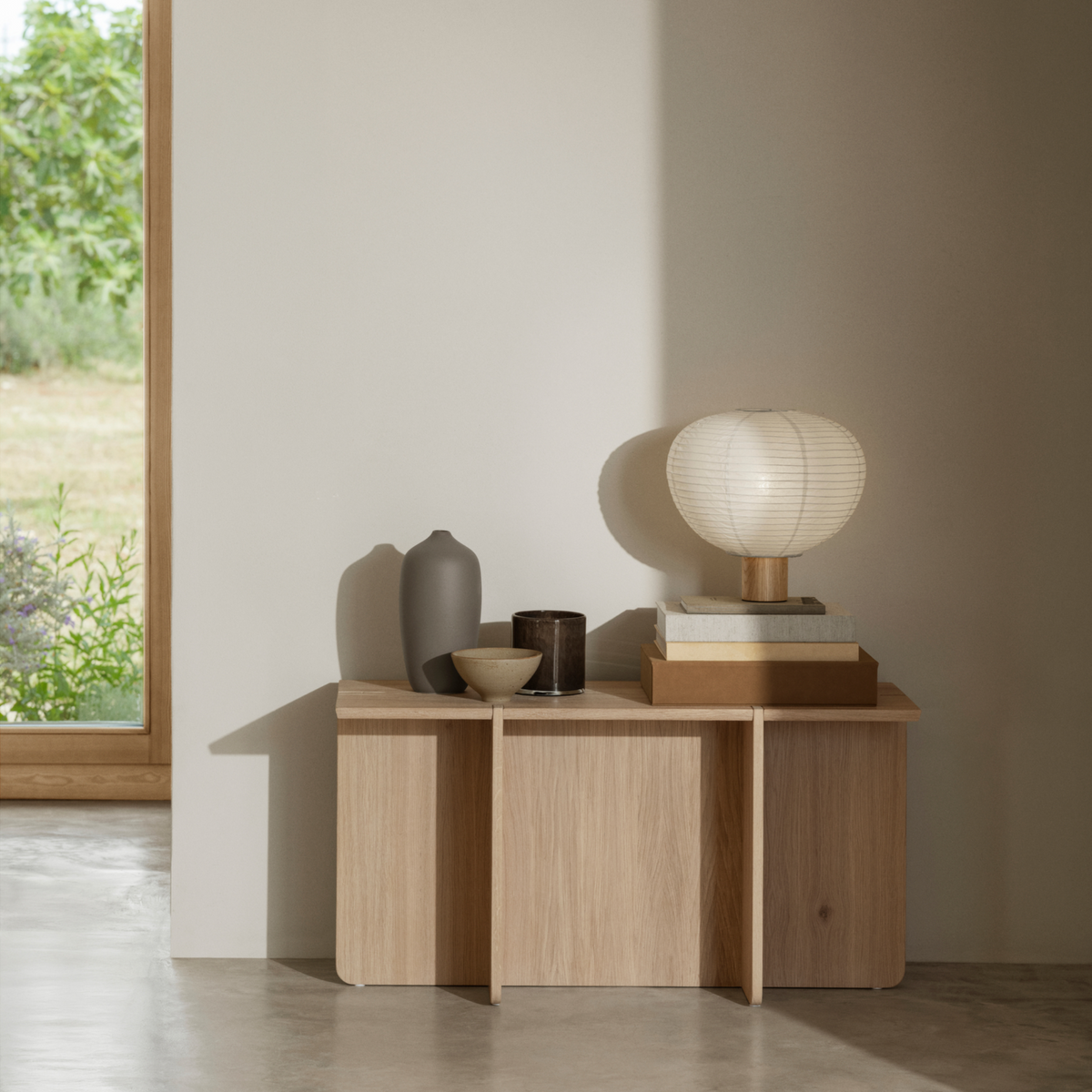 Blomus Engawa Minimalist Oak Bench or Table Featuring Japanese Inspired Interlocking Base Panel