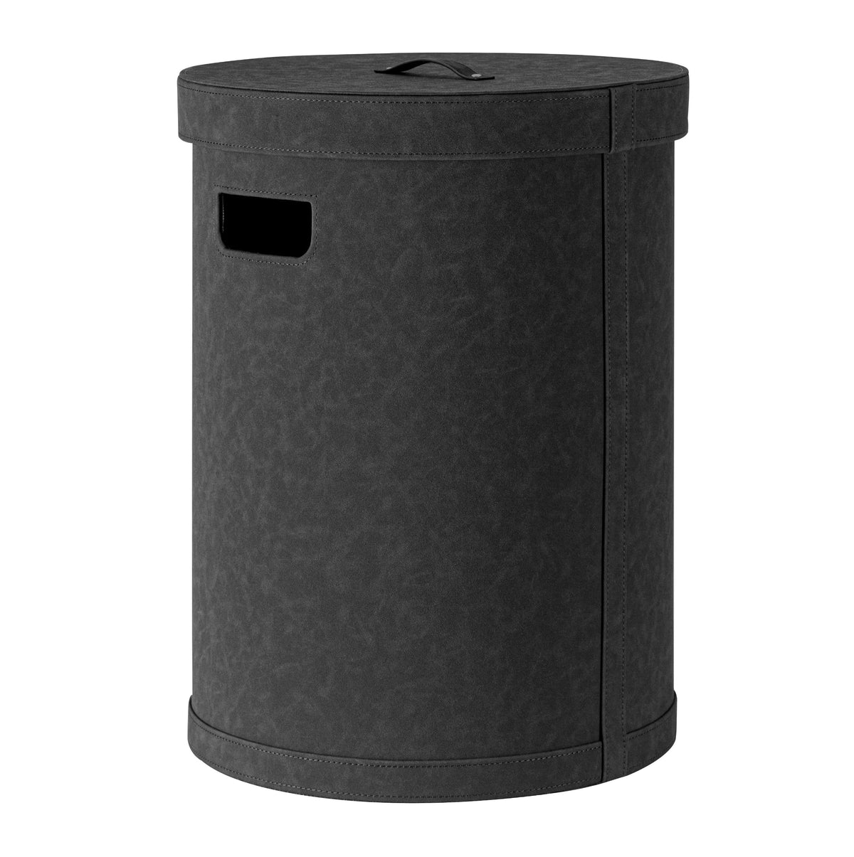 Blomus Sahla Faux Suede Luxury Decorative Storage Bin and Laundry Bin With Lid & Carrying Handles - Black / Large