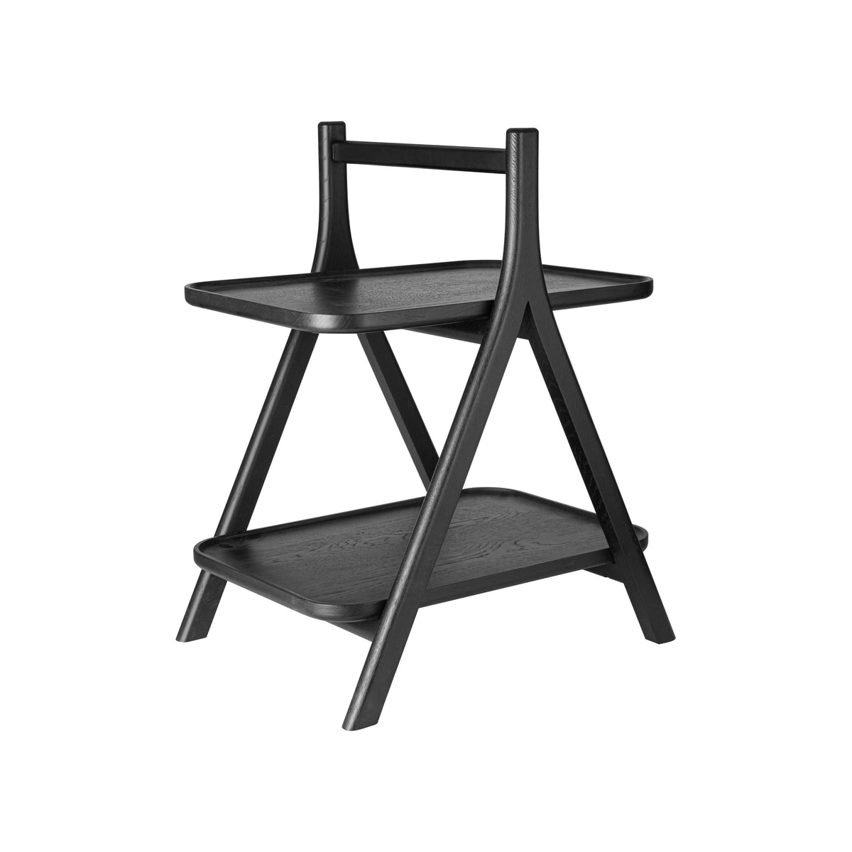 Blomus Eta Oak Side Table with Carrying Handle - 2-Tier Natural Solid Wood