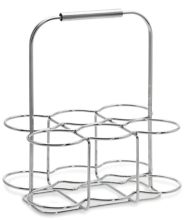 Blomus Wires Metal Wine or Water Bottle Carrier with Handle for 6 Bottles