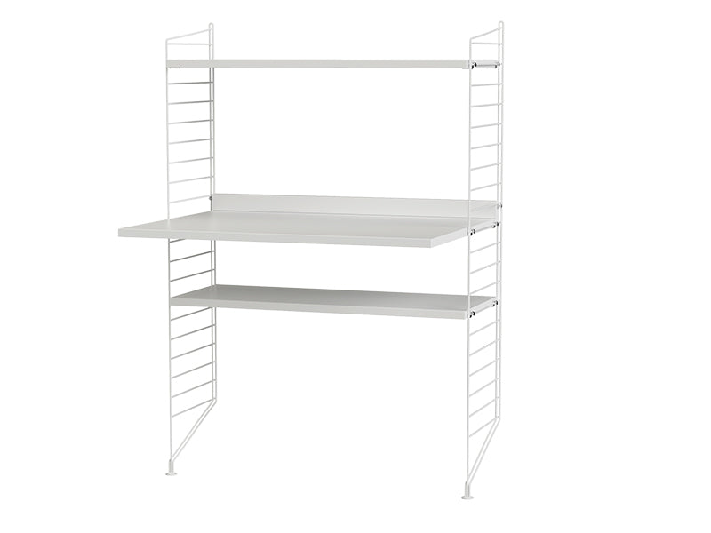 String Furniture Workspace Bundle W H in White shelves and white panels