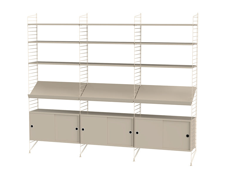 String Furniture Living Room Bundle L G in Beige shelves and beige panels
