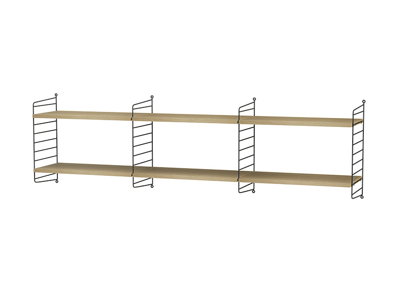 String Furniture Living Room Bundle L O in Oak shelves and black panels