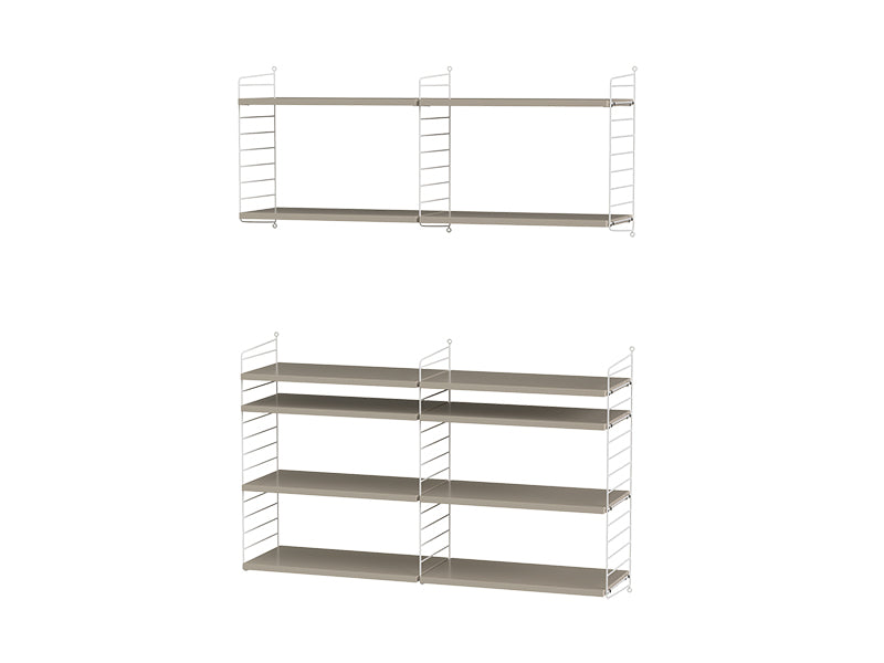 String Furniture Living Room Bundle L N in Beige shelves and white panels
