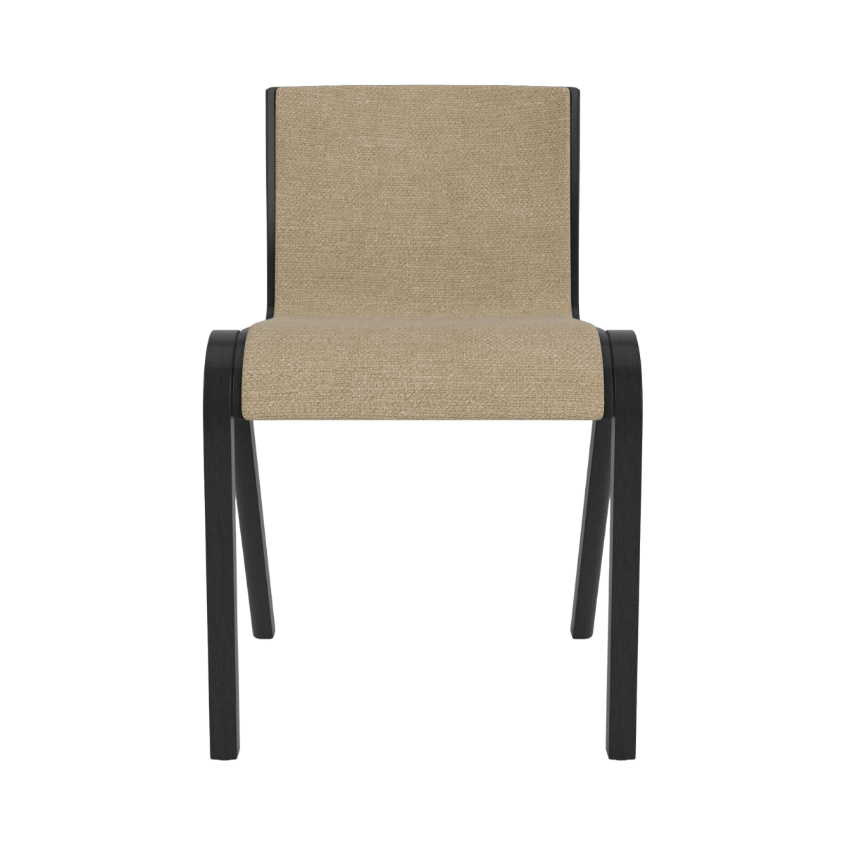 Audo Ready Dining Chair, Front Upholstered - Black Painted Oak / Audo Bouclé US 02