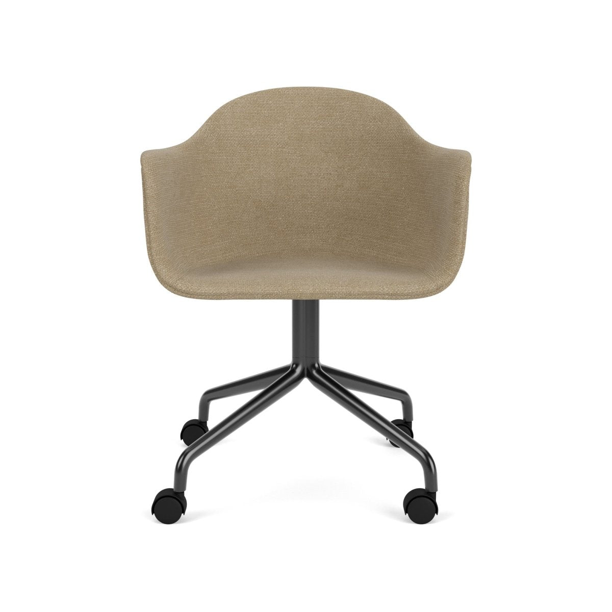 Audo Harbour Arm Chair, Dining Height, Black Star Base w/Casters, Upholstered - Star Base w. Casters/Black Steel / Audo Bouclé US 02