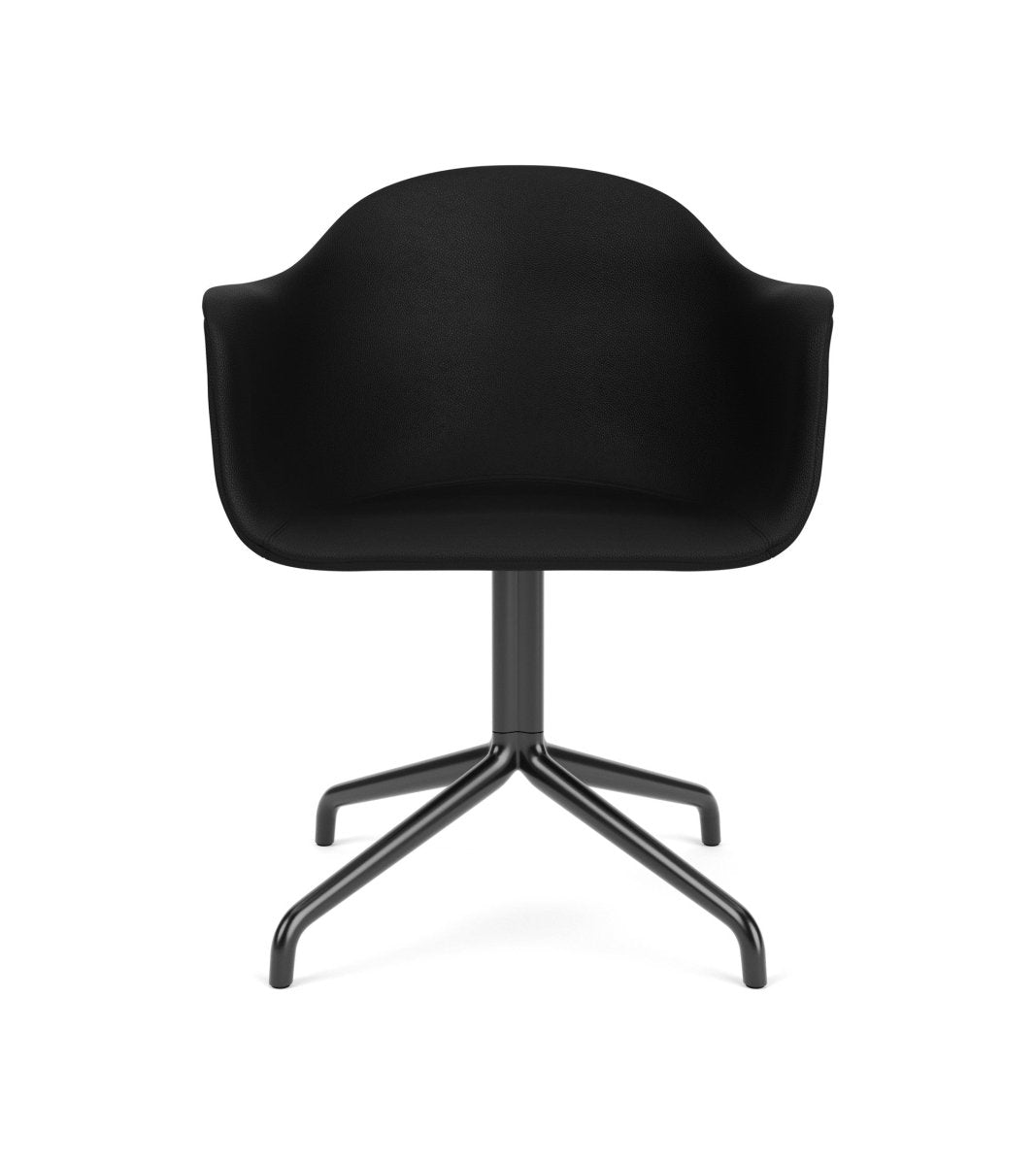 Audo Harbour Arm Chair, Dining Height, Black Star Base w/Swivel, Upholstered - Star Base/Black Steel / Sierra 1001