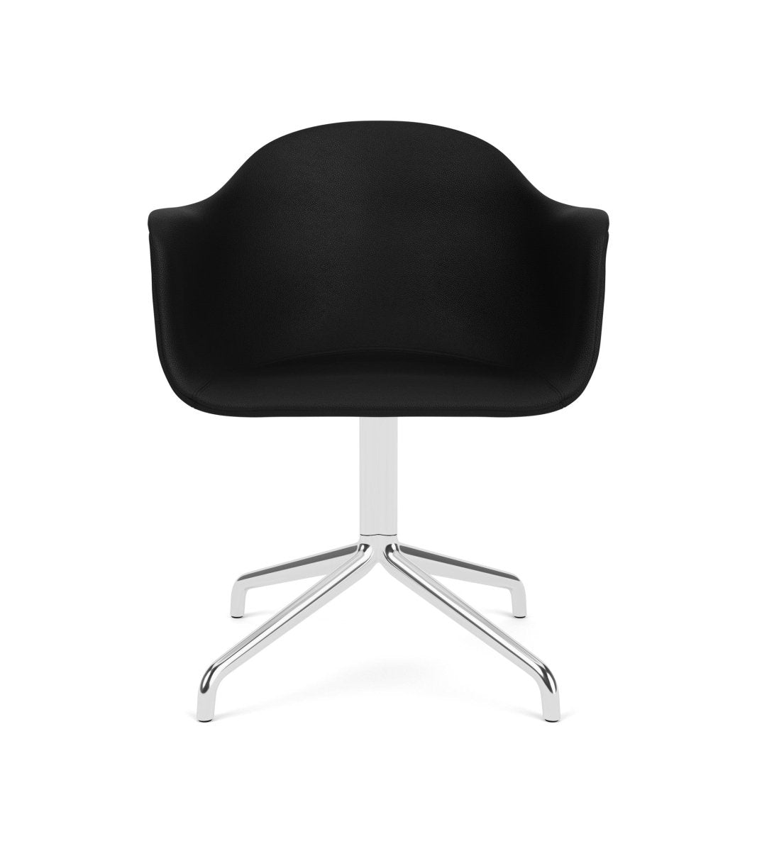 Audo Harbour Arm Chair, Dining Height, Polished Aluminum Star Base w/Swivel, Upholstered - Star Base/Polished Aluminum / Sierra 1001