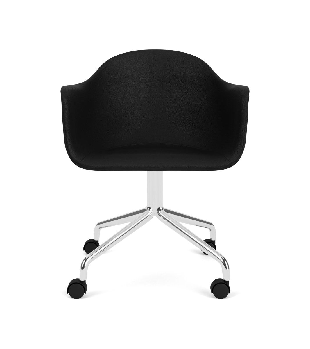 Audo Harbour Arm Chair, Dining Height, Polished Aluminum Star Base w/Casters, Upholstered - Star Base w. Casters/Polished Aluminum / Sierra 1001
