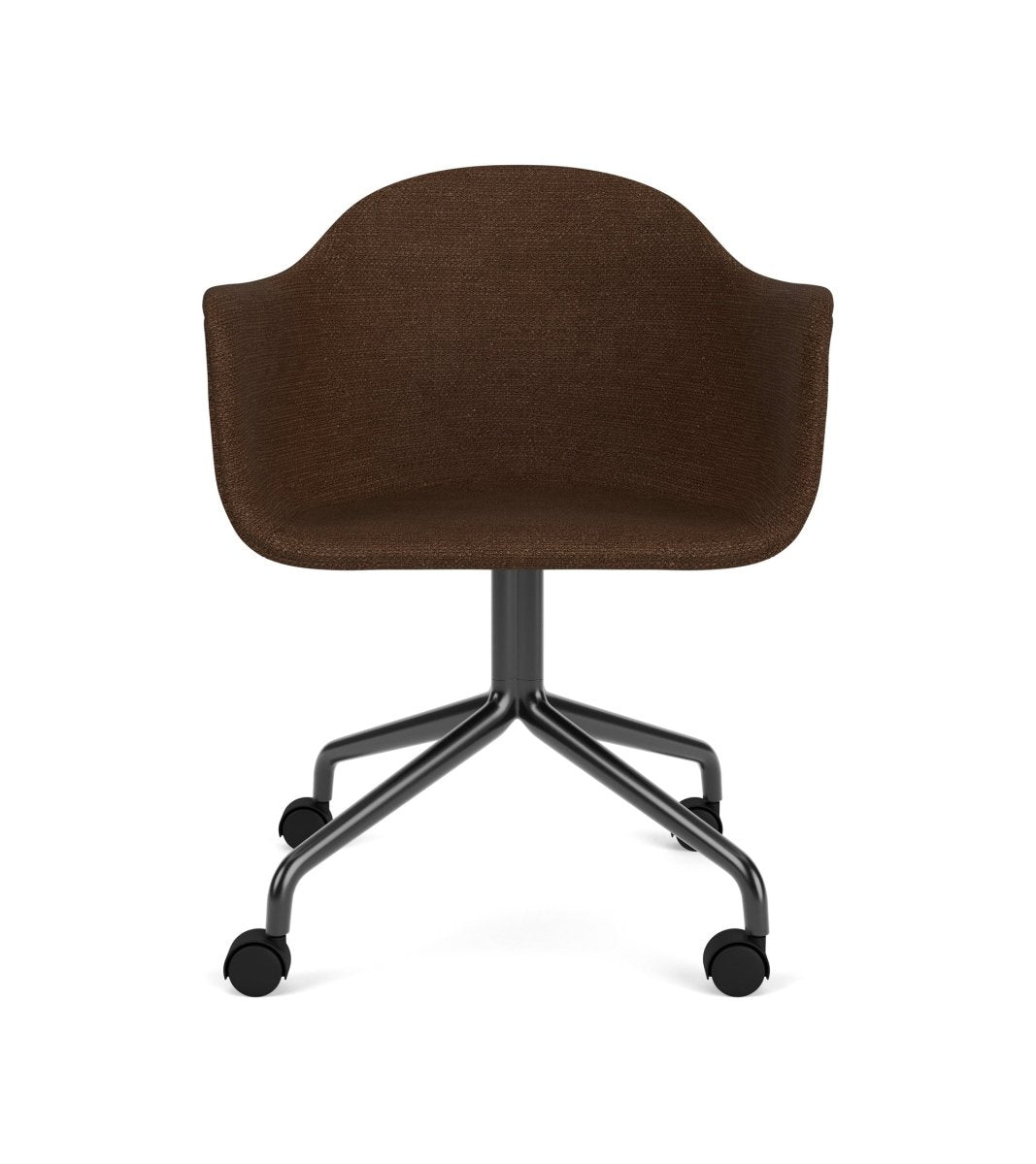 Audo Harbour Arm Chair, Dining Height, Black Star Base w/Casters, Upholstered - Star Base w. Casters/Black Steel / Audo Bouclé US 07