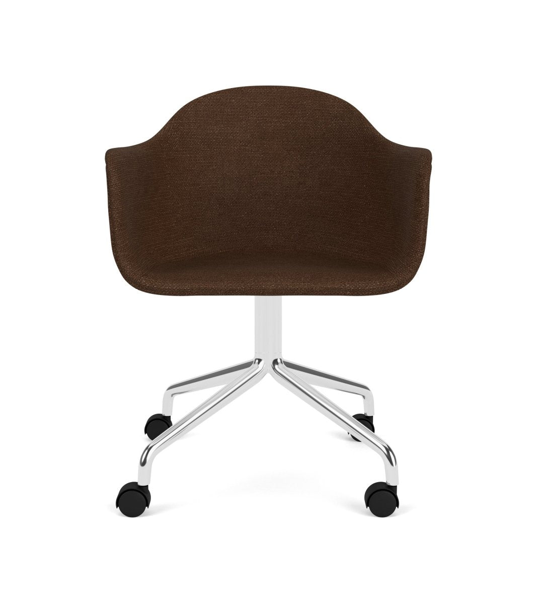 Audo Harbour Arm Chair, Dining Height, Polished Aluminum Star Base w/Casters, Upholstered - Star Base w. Casters/Polished Aluminum / Audo Bouclé US 07