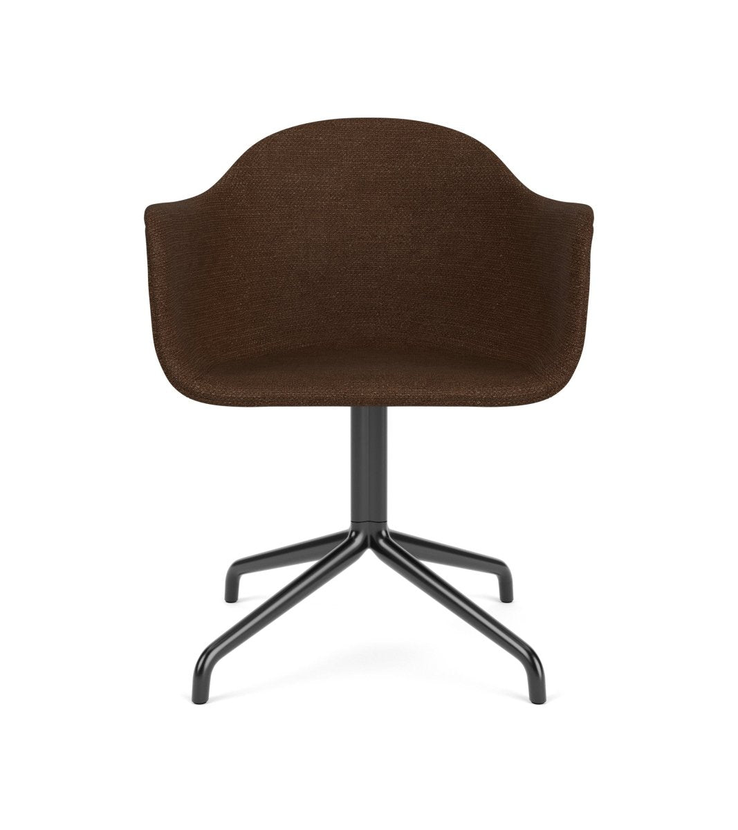 Audo Harbour Arm Chair, Dining Height, Black Star Base w/Swivel, Upholstered - Star Base w. Return/Black Steel / Audo Bouclé US 07