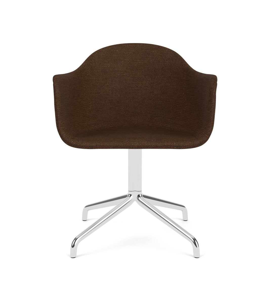 Audo Harbour Arm Chair, Dining Height, Polished Aluminum Star Base w/Swivel, Upholstered - Star Base w. Return/Polished Aluminum / Audo Bouclé US 07