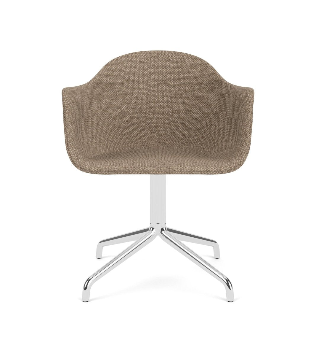 Audo Harbour Arm Chair, Dining Height, Polished Aluminum Star Base w/Swivel, Upholstered - Star Base w. Return/Polished Aluminum / Logan Flint