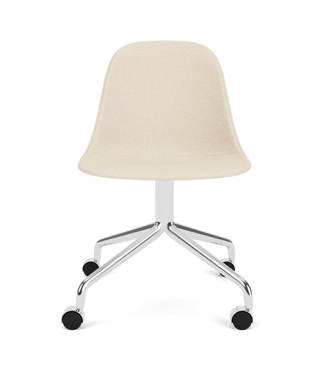 Audo Harbour Side Chair, Dining Height, Upholstered, Star Base – Star Base Polished Aluminum w. Casters / Logan Jasmine