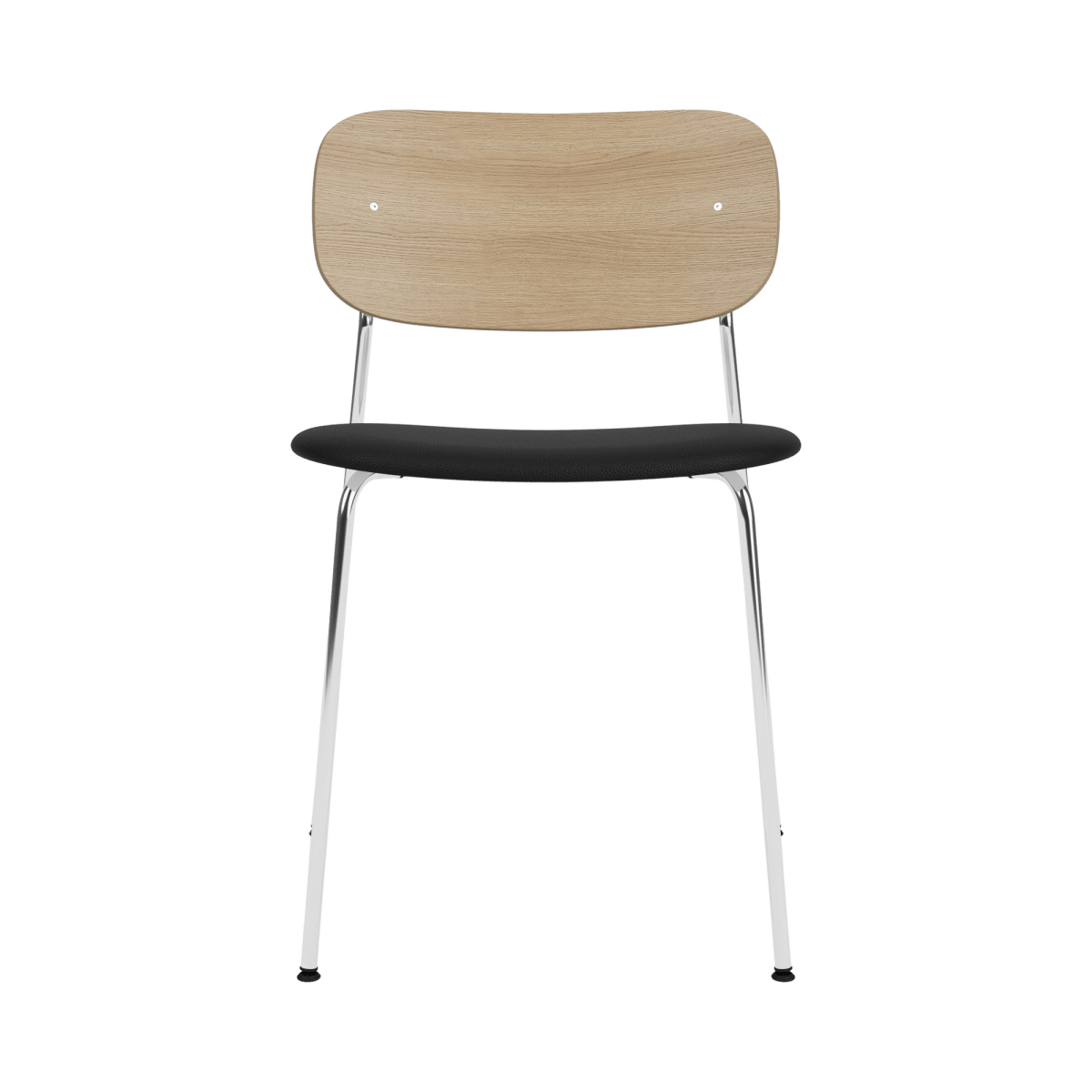 Audo Co Dining Chair, Without Arms, Partially Upholstered – Chrome / Natural Oak / 1001/Sierra