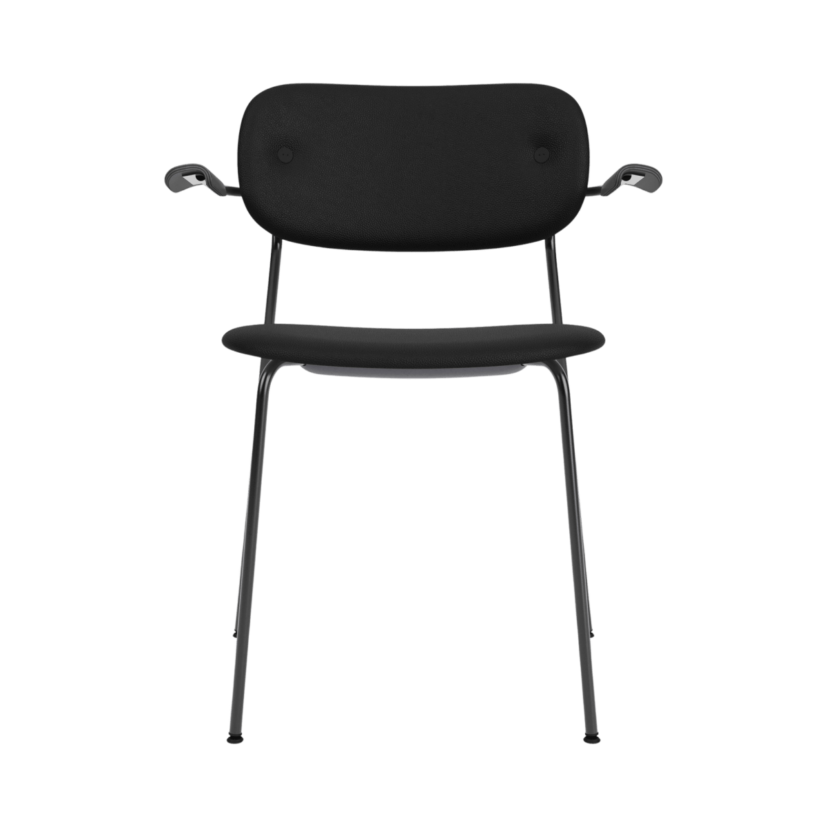 Audo Co Dining Chair, With Arms, Fully Upholstered – Black Steel / Black Oak / 1001/Sierra