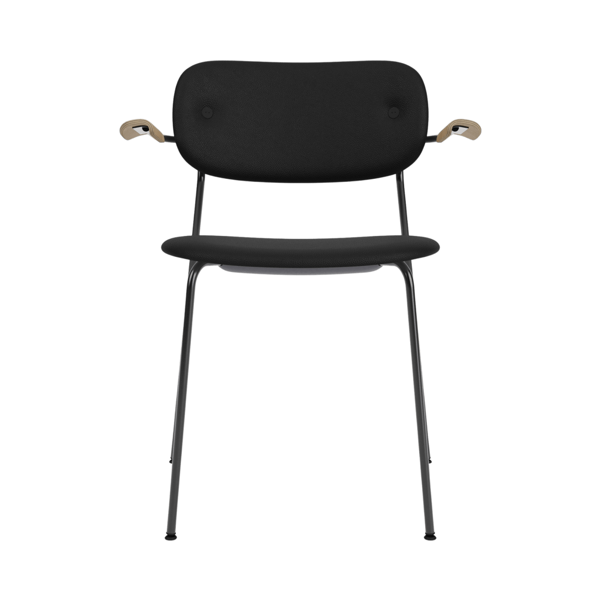 Audo Co Dining Chair, With Arms, Fully Upholstered – Black Steel / Natural Oak / 1001/Sierra
