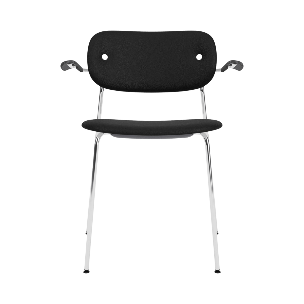 Audo Co Dining Chair, With Arms, Fully Upholstered – Chrome / Black Oak / 1001/Sierra