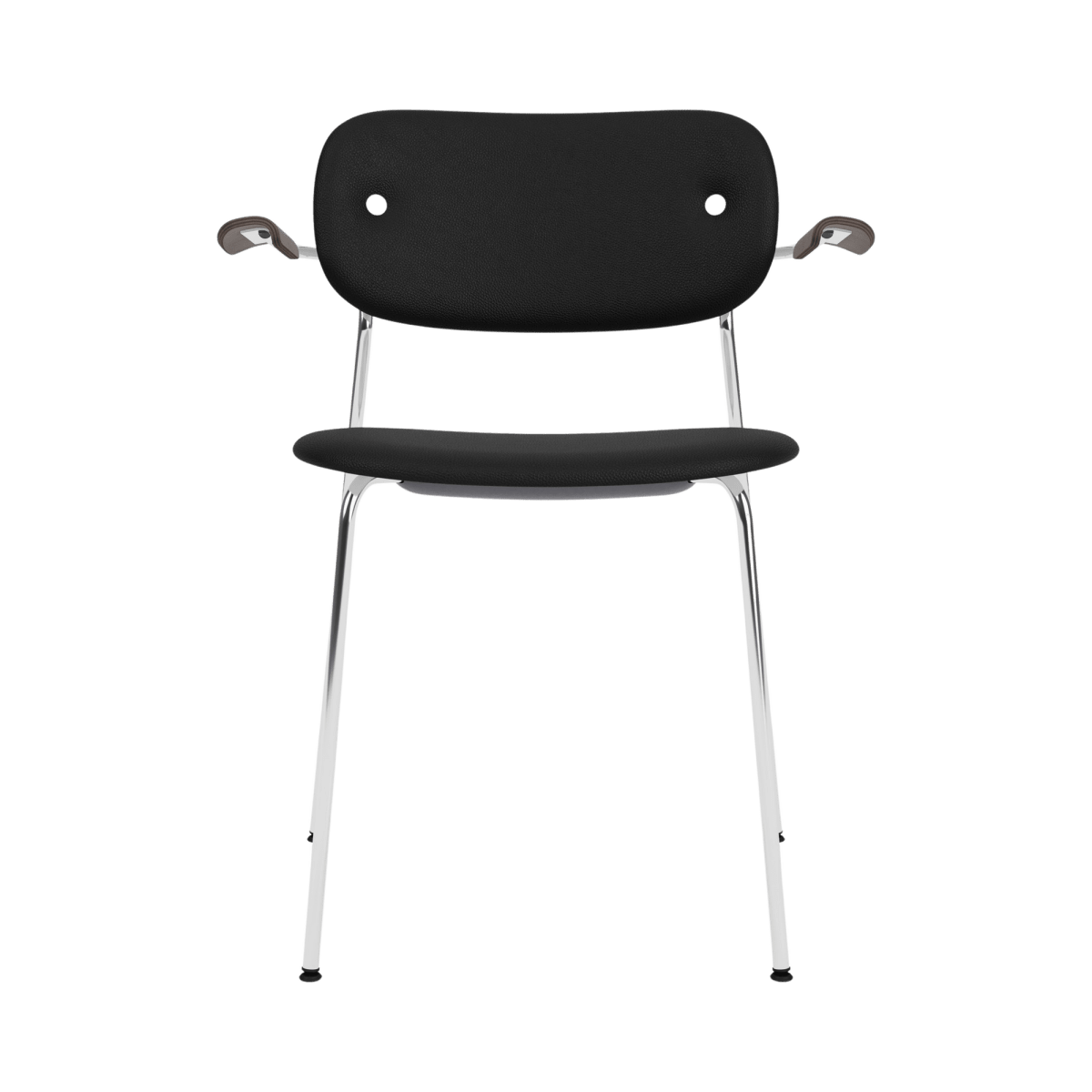 Audo Co Dining Chair, With Arms, Fully Upholstered – Chrome / Dark Stained Oak / 1001/Sierra