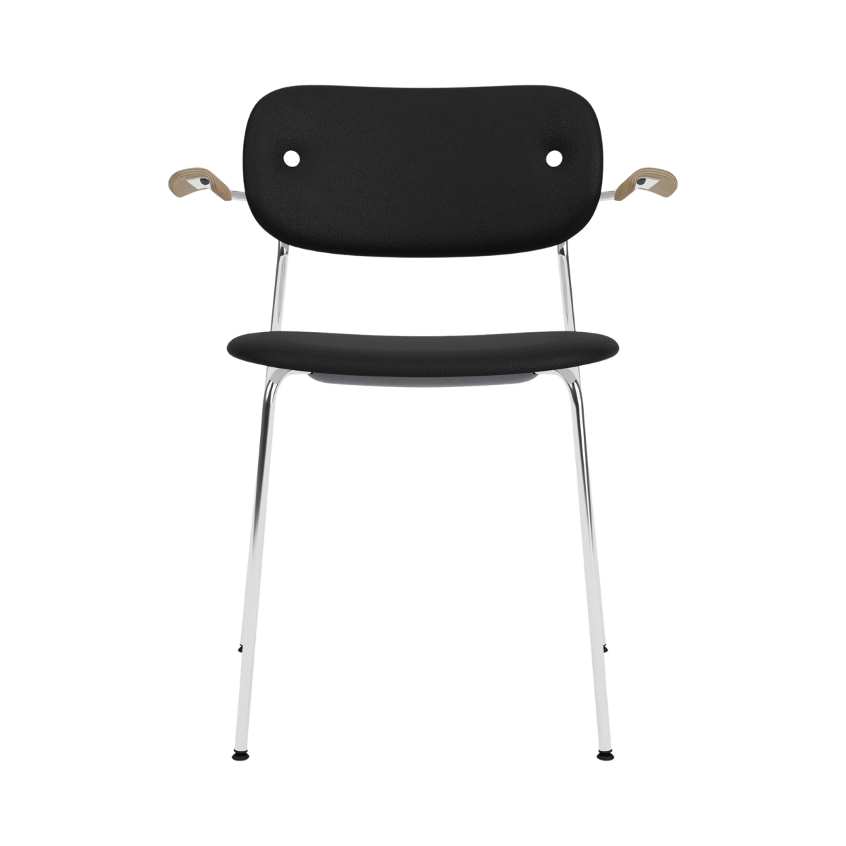 Audo Co Dining Chair, With Arms, Fully Upholstered – Chrome / Natural Oak / 1001/Sierra