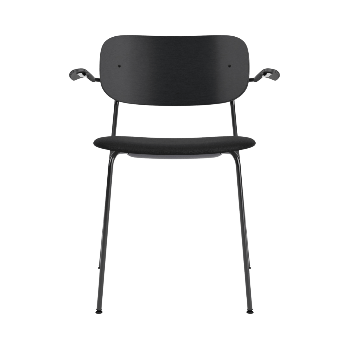 Audo Co Dining Chair, With Arms, Partially Upholstered – Black Steel / Black Oak / 1001/Sierra