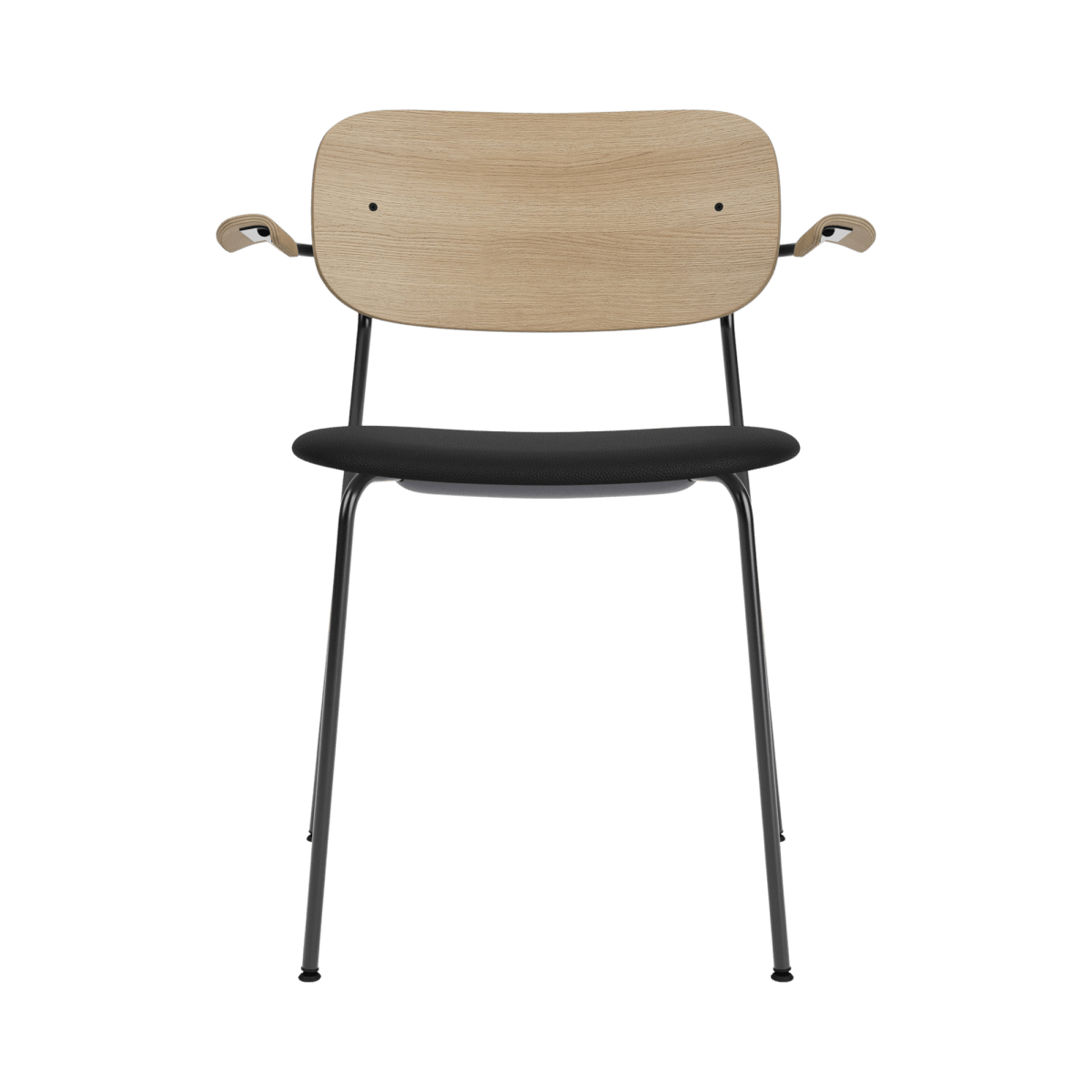 Audo Co Dining Chair, With Arms, Partially Upholstered – Black Steel / Natural Oak / 1001/Sierra