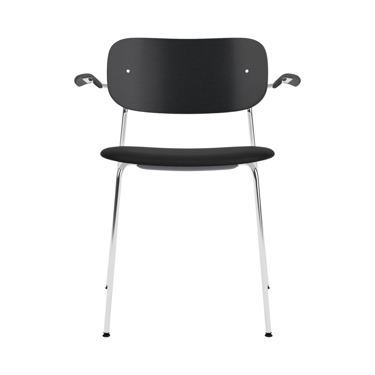 Audo Co Dining Chair, With Arms, Partially Upholstered – Chrome / Black Oak / 1001/Sierra