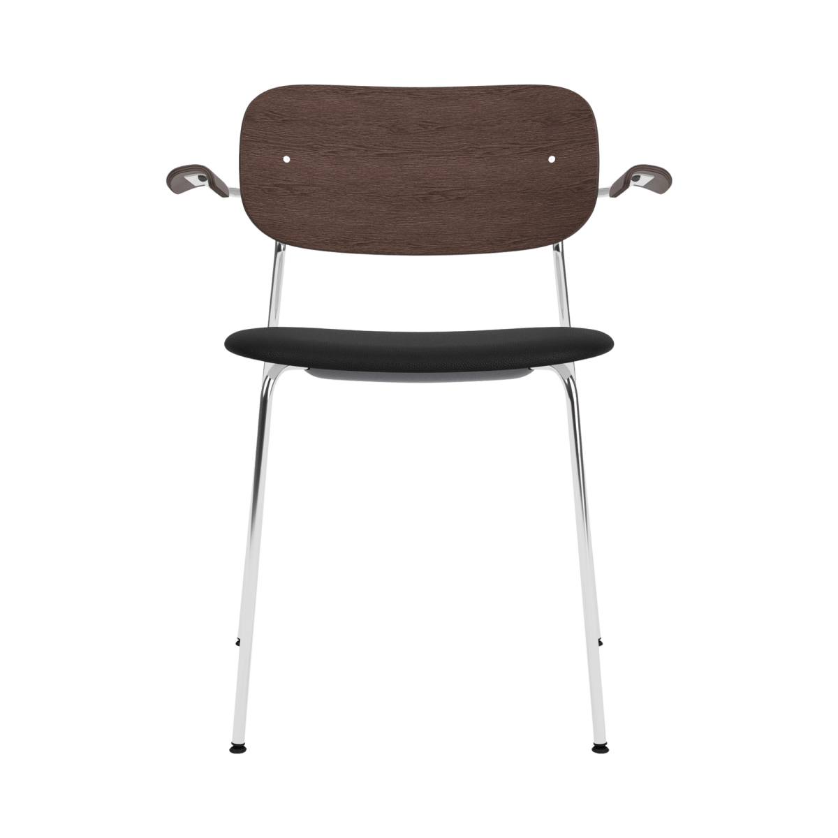 Audo Co Dining Chair, With Arms, Partially Upholstered – Chrome / Dark Stained Oak / 1001/Sierra