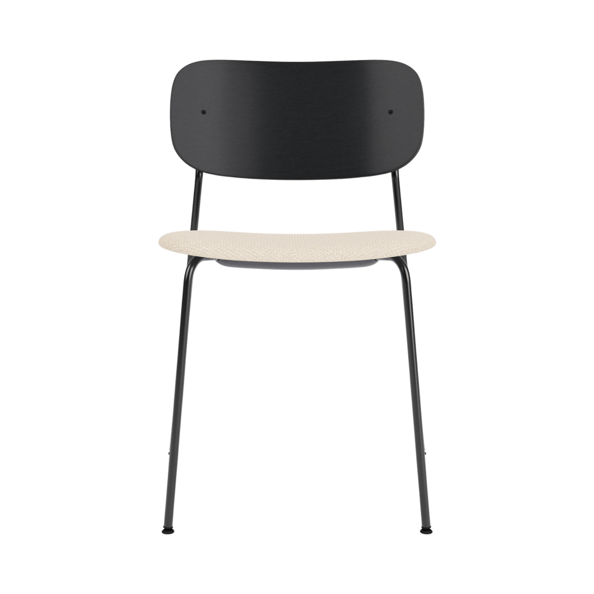 Audo Co Dining Chair, Without Arms, Partially Upholstered – Black Steel / Black Oak / Logan Jasmine