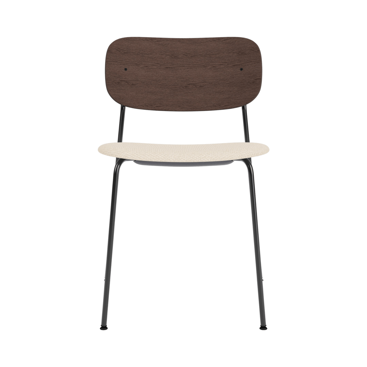 Audo Co Dining Chair, Without Arms, Partially Upholstered – Black Steel / Dark Stained Oak / Logan Jasmine