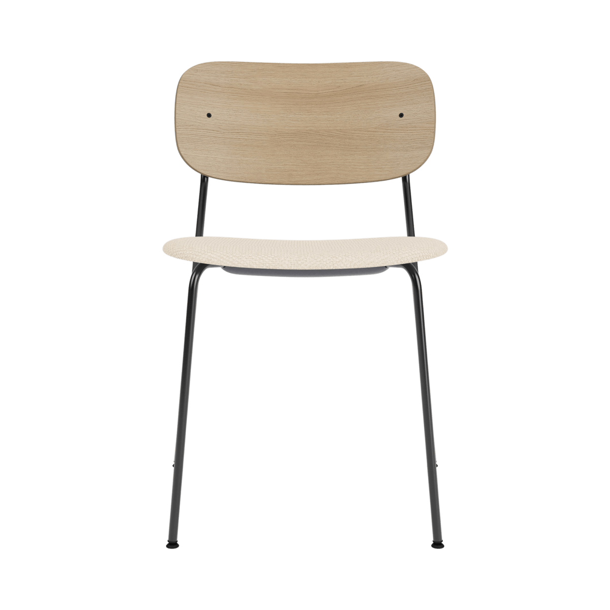 Audo Co Dining Chair, Without Arms, Partially Upholstered – Black Steel / Natural Oak / Logan Jasmine