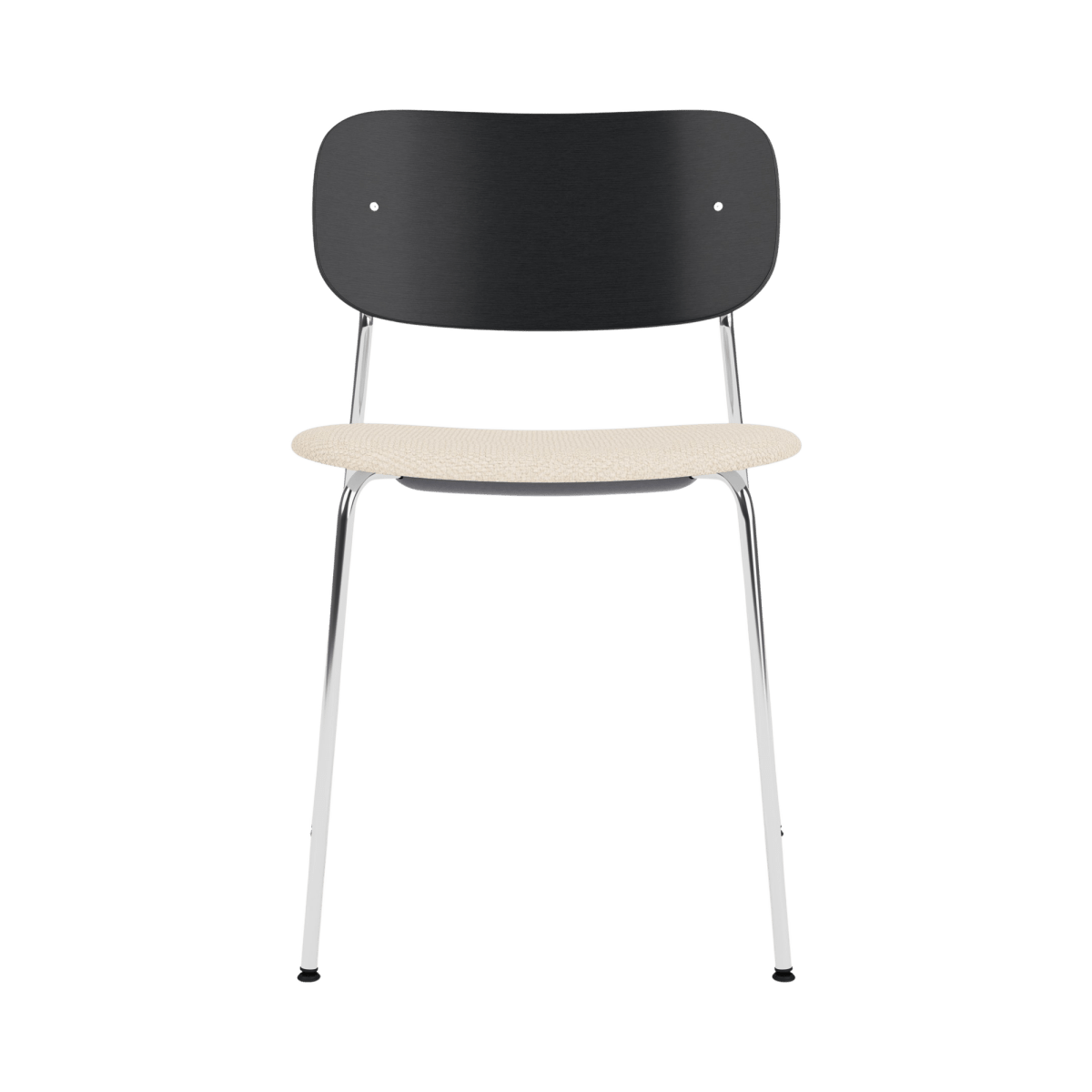 Audo Co Dining Chair, Without Arms, Partially Upholstered – Chrome / Black Oak / Logan Jasmine