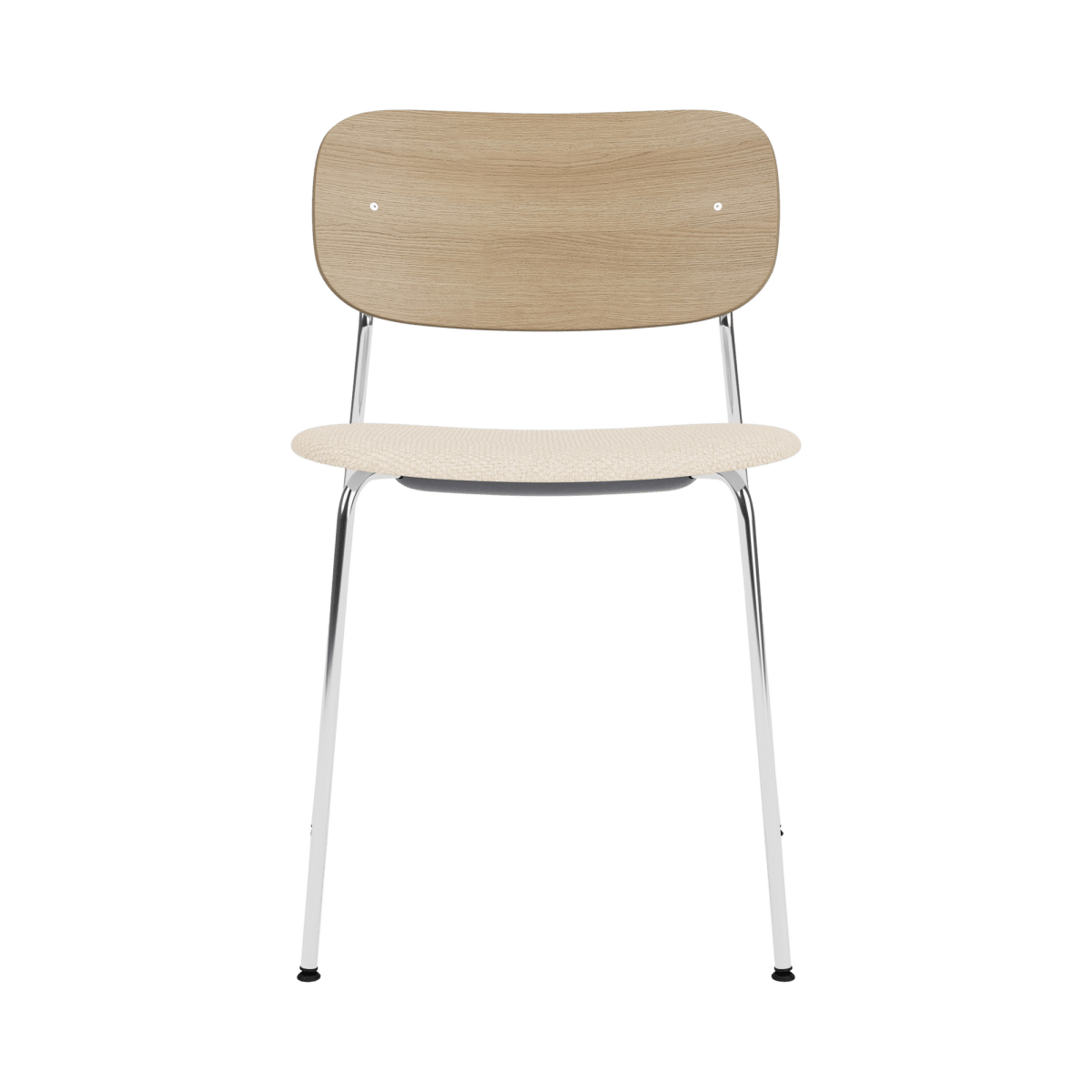 Audo Co Dining Chair, Without Arms, Partially Upholstered – Chrome / Natural Oak / Logan Jasmine