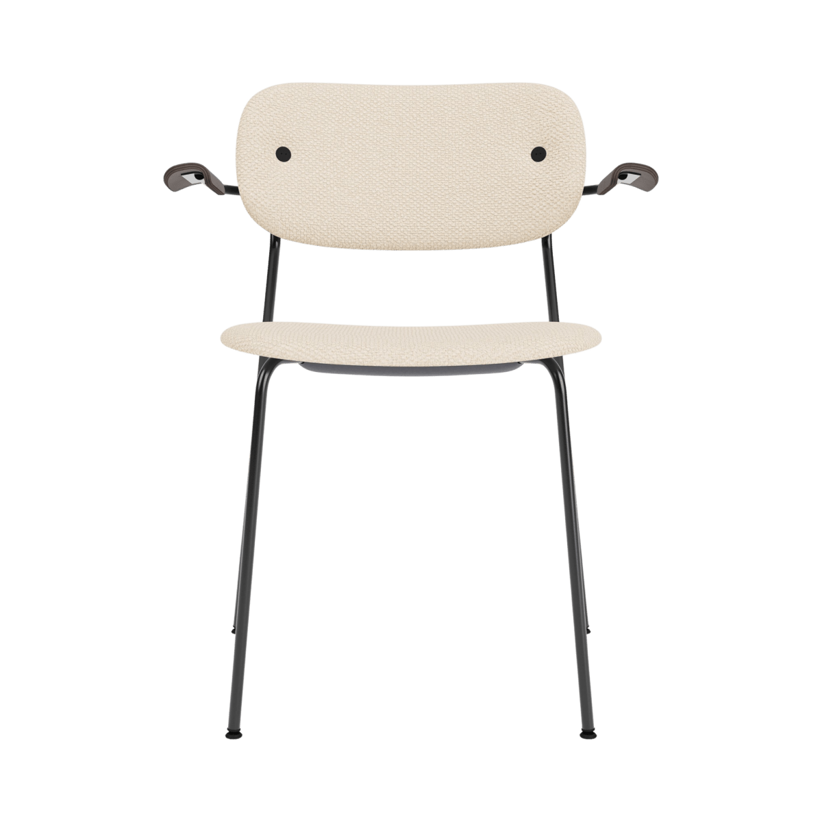 Audo Co Dining Chair, With Arms, Fully Upholstered – Black Steel / Dark Stained Oak / Logan Jasmine