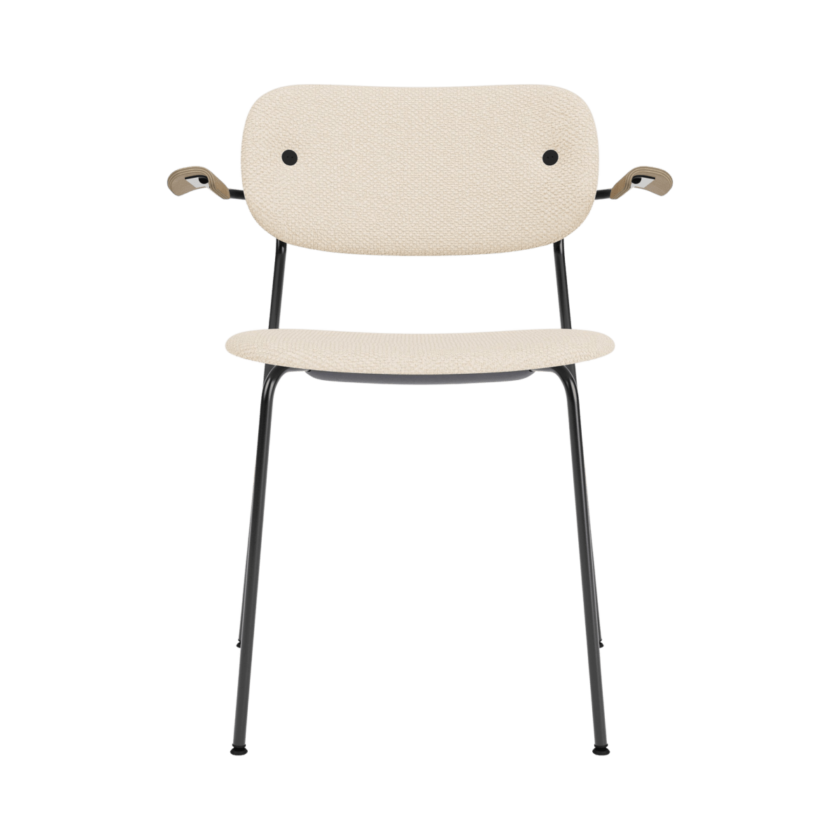 Audo Co Dining Chair, With Arms, Fully Upholstered – Black Steel / Natural Oak / Logan Jasmine