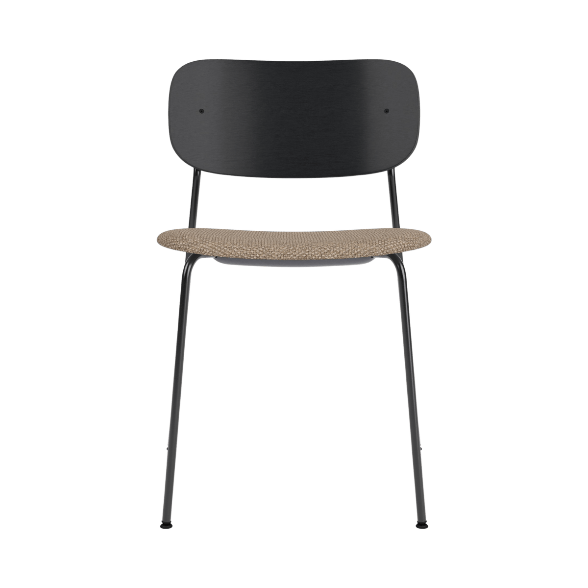 Audo Co Dining Chair, Without Arms, Partially Upholstered – Black Steel / Black Oak / Logan Flint