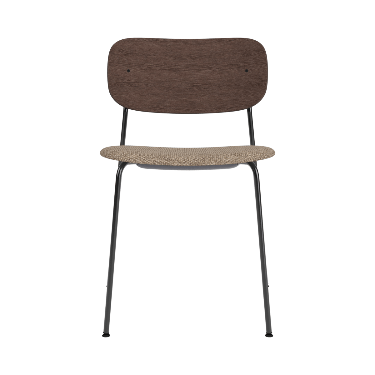 Audo Co Dining Chair, Without Arms, Partially Upholstered – Black Steel / Dark Stained Oak / Logan Flint