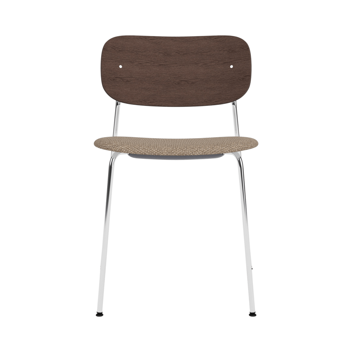 Audo Co Dining Chair, Without Arms, Partially Upholstered – Chrome / Dark Stained Oak / Logan Flint