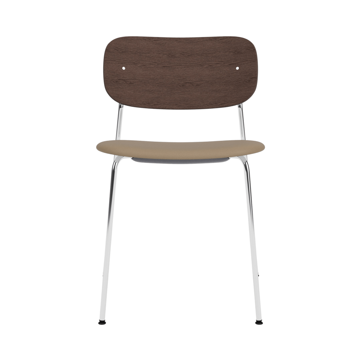 Audo Co Dining Chair, Without Arms, Partially Upholstered – Chrome / Dark Stained Oak / 1611/Sierra