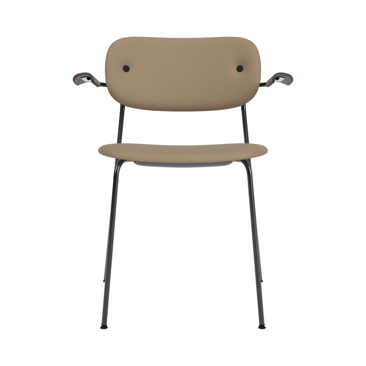 Audo Co Dining Chair, With Arms, Fully Upholstered – Black Steel / Dark Stained Oak / 1611/Sierra