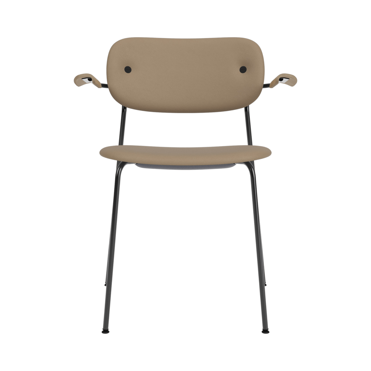 Audo Co Dining Chair, With Arms, Fully Upholstered – Black Steel / Natural Oak / 1611/Sierra