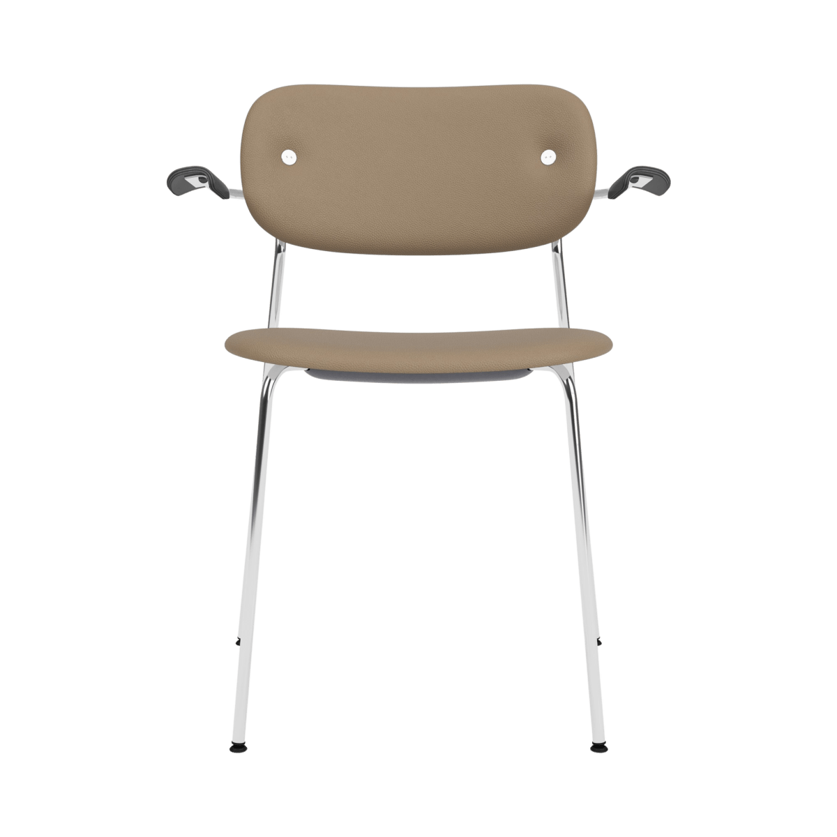 Audo Co Dining Chair, With Arms, Fully Upholstered – Chrome / Black Oak / 1611/Sierra