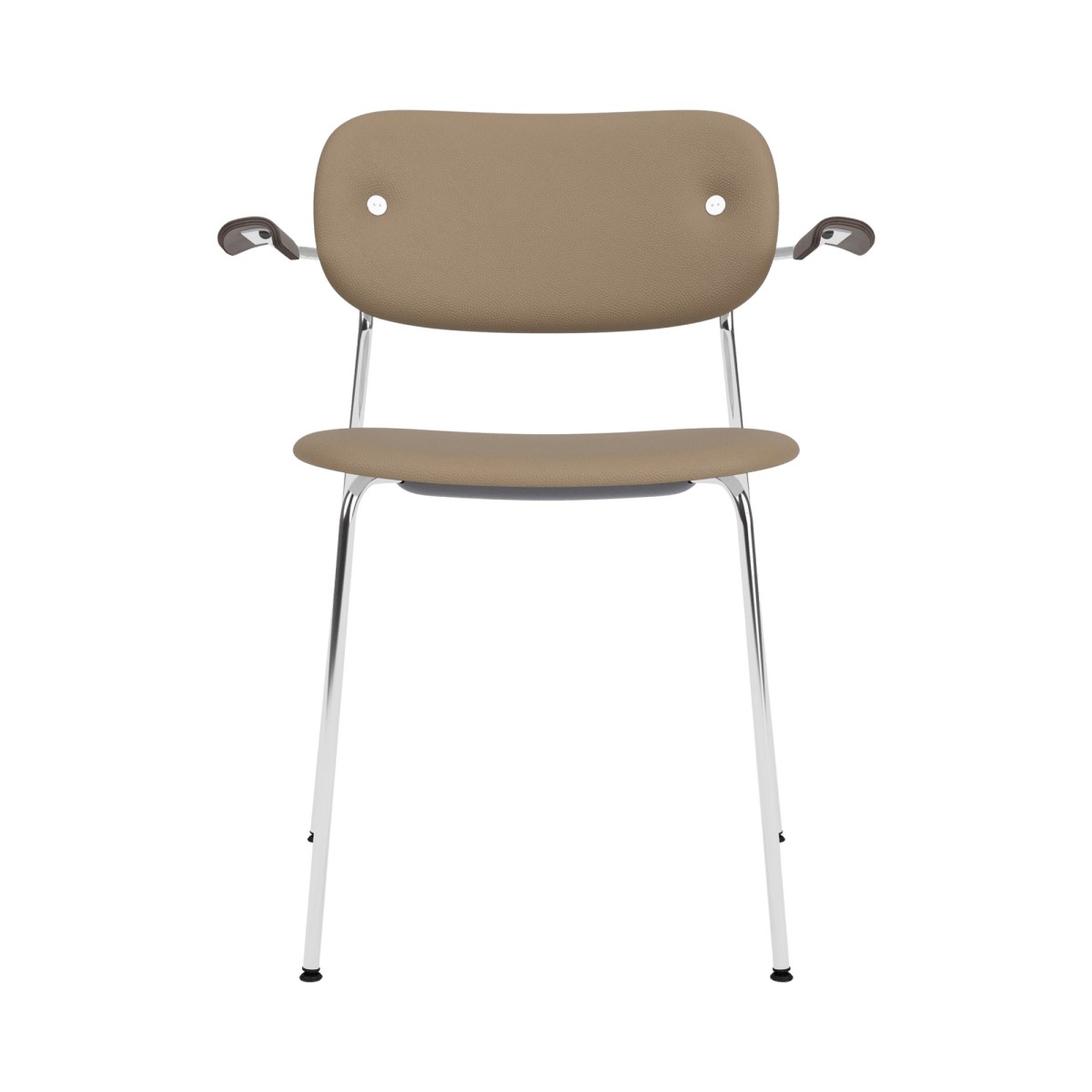 Audo Co Dining Chair, With Arms, Fully Upholstered – Chrome / Dark Stained Oak / 1611/Sierra