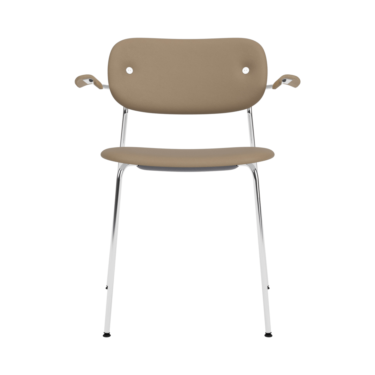 Audo Co Dining Chair, With Arms, Fully Upholstered – Chrome / Natural Oak / 1611/Sierra